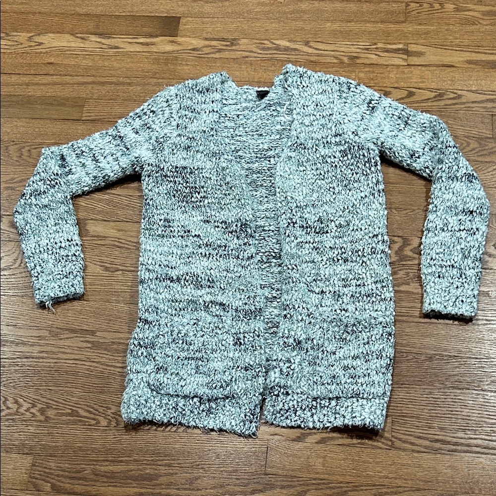 Cozy Marled Open-Front Women's Sweater Cardigan - Light Gray